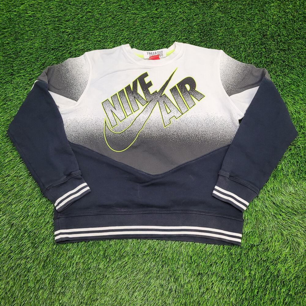 NIKE Air Swoosh Sweatshirt Womens L 22x22 Black White Ombre